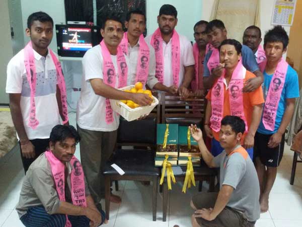 KCR birthday celebrations in muscat by TRS Nri cell KCR birthday celebrations in muscat by TRS Nri cell