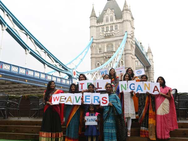 Telangana NRI women support to siricilla weavers Telangana NRI women support to siricilla weavers