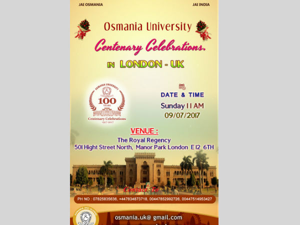 osmania university centenary celebrations in london osmania university centenary celebrations in london