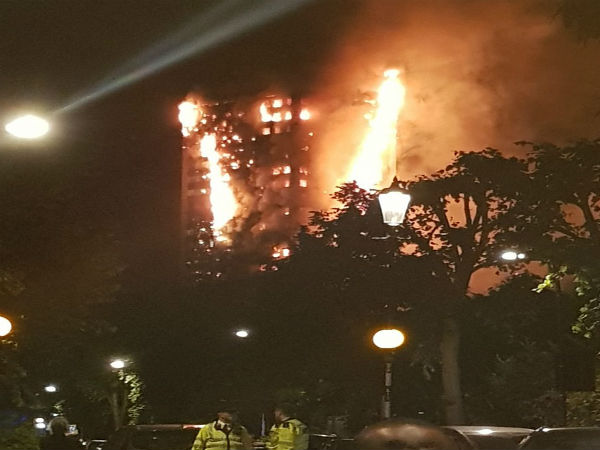 Fire engulfs a tower block in Latimer Road in West London Fire engulfs a tower block in Latimer Road in West London
