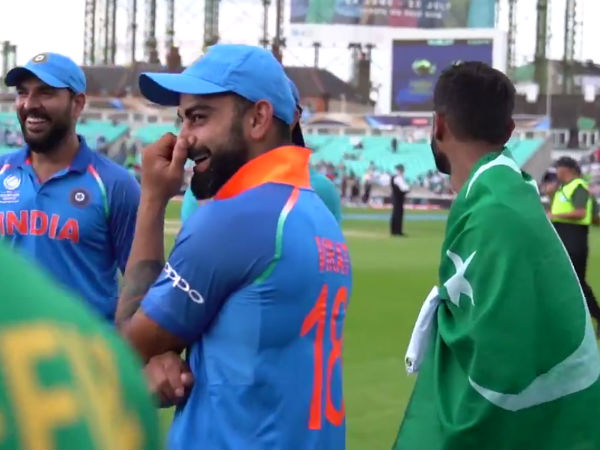 Champions Trophy Final: Video: Virat, Yuvraj share a light moment with Shoaib Malik Champions Trophy Final: Video: Virat, Yuvraj share a light moment with Shoaib Malik