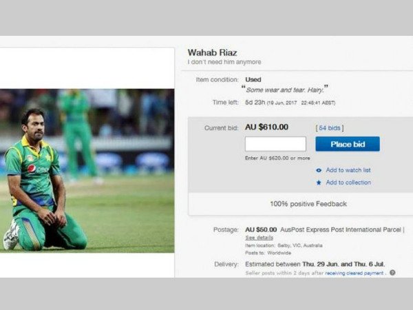 Ahead of Pakistan's Champions Trophy semi-final, 'used' Wahab Riaz on sale Ahead of Pakistan's Champions Trophy semi-final, 'used' Wahab Riaz on sale
