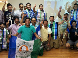 NRIs gathered to celebrate YSRCP victory NRIs gathered to celebrate YSRCP victory