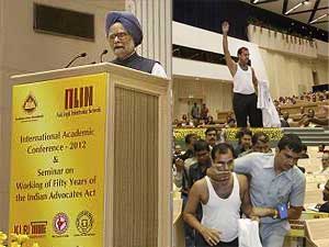 Protester goes shirtless in front of PM Protester goes shirtless in front of PM