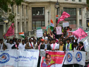 Telangana march in London by NRIs Telangana march in London by NRIs