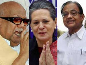 Karunanidhi-Sonia Gandhi-Chidambaram Karunanidhi-Sonia Gandhi-Chidambaram