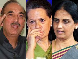 Ghulam Nabi Azad-Sonia Gandhi-Sabitha Indra Reddy Ghulam Nabi Azad-Sonia Gandhi-Sabitha Indra Reddy
