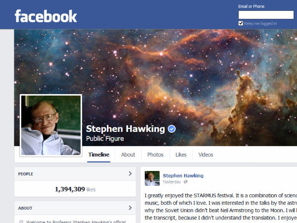 stephen hawking starts posting on facebook stephen hawking starts posting on facebook