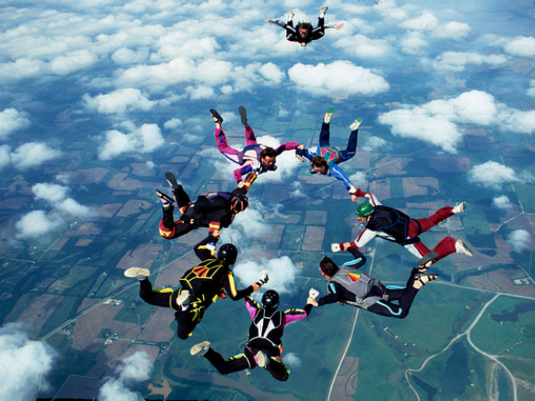 Old Woman Skydives in London Old Woman Skydives in London