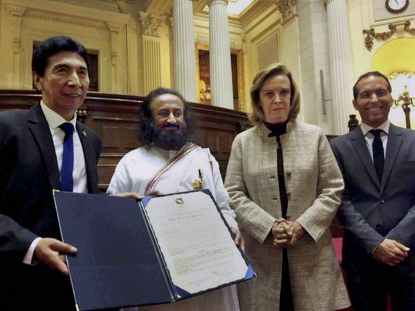 Sri Sri Ravi Shankar conferred with Peru's highest award Sri Sri Ravi Shankar conferred with Peru's highest award