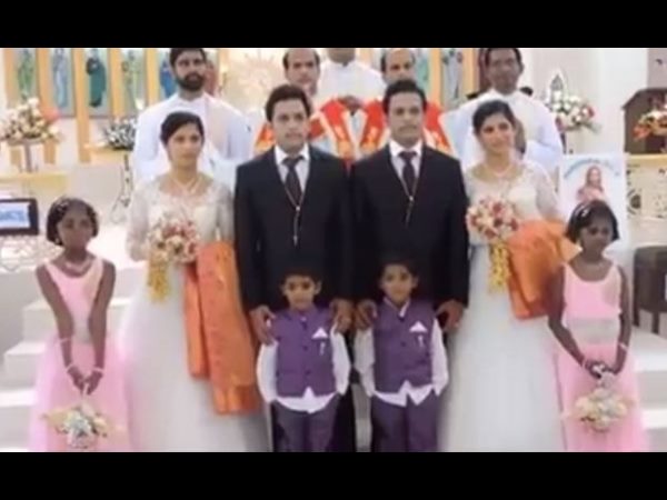 Watch: This wedding has twin brides, grooms and priests Watch: This wedding has twin brides, grooms and priests
