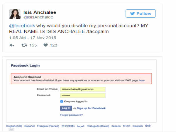 'Facebook thinks I'm a terrorist': woman named Isis has account disabled 'Facebook thinks I'm a terrorist': woman named Isis has account disabled