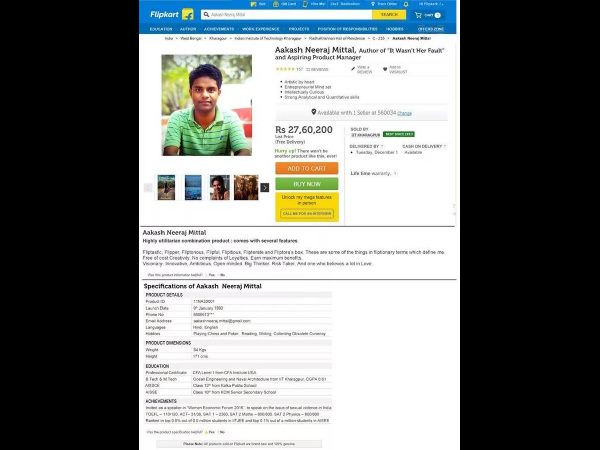 IITian looking for a job ‘sells himself’ on Flipkart IITian looking for a job ‘sells himself’ on Flipkart
