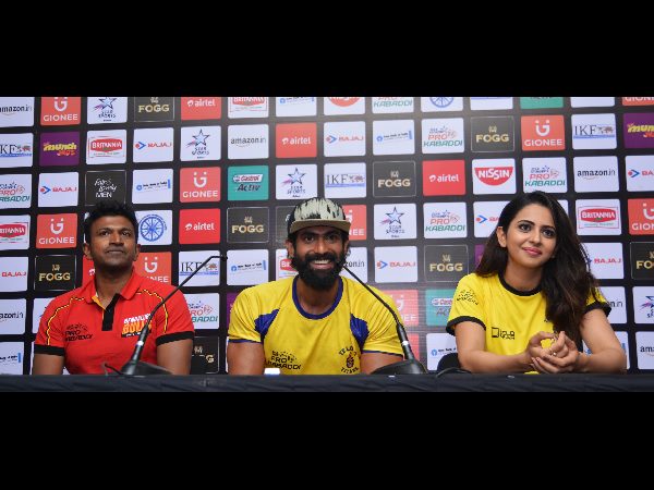 తెలుగు టైటాన్స్ మ్యాచ్లో రానా, రకుల్ సందడి