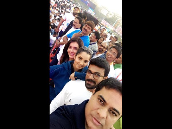 Star studded start for Hyderabad 10k, flagged off by KTR, Ram Charan and Sania Mirza Star studded start for Hyderabad 10k, flagged off by KTR, Ram Charan and Sania Mirza