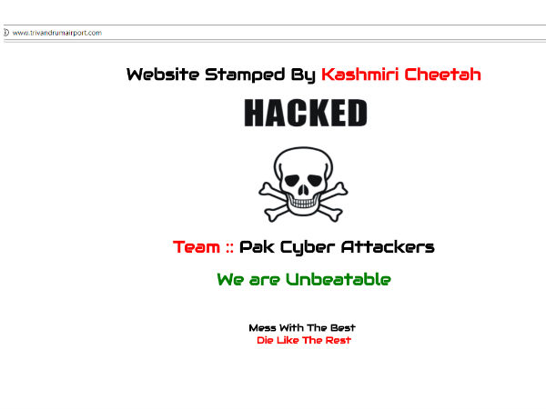 Mess with best, die like the rest, hackers say on Cochin, Trivandrum airport websites Mess with best, die like the rest, hackers say on Cochin, Trivandrum airport websites