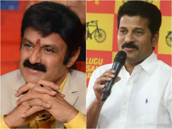 Balakrishna with Revanth Reddy in TDLP office. Balakrishna with Revanth Reddy in TDLP office.