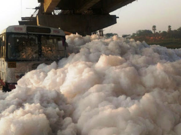 Not just Bengaluru lakes: toxic froth from Hyderabad's Musi river almost engulf a bus Not just Bengaluru lakes: toxic froth from Hyderabad's Musi river almost engulf a bus