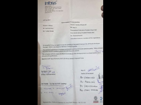 Techie Rasila Raju’s death: Infosys to give Rs One crore compensations Techie Rasila Raju’s death: Infosys to give Rs One crore compensations
