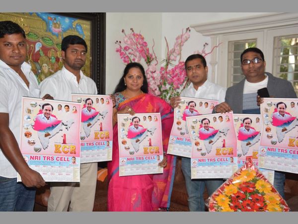 TRS MP Kavitha Launches NRI cell calender TRS MP Kavitha Launches NRI cell calender