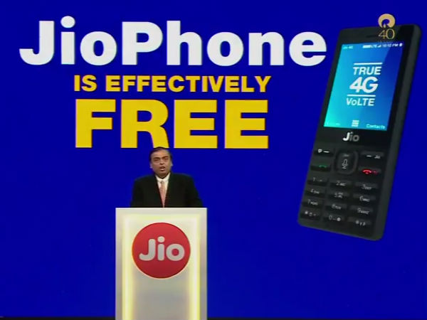 Jio Phone, Free With Rs. 1,500 Deposit, Unlimited 4G Data, Launched by Mukesh Ambani at Reliance AGM Jio Phone, Free With Rs. 1,500 Deposit, Unlimited 4G Data, Launched by Mukesh Ambani at Reliance AGM