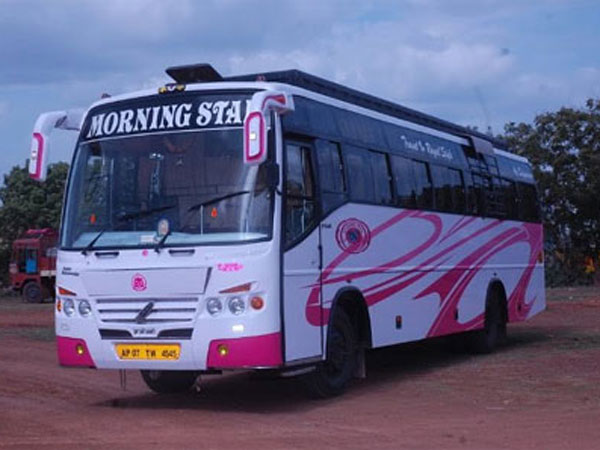 Morning Star Travel Buses Stalled in Forest Area in Karnataka Morning Star Travel Buses Stalled in Forest Area in Karnataka
