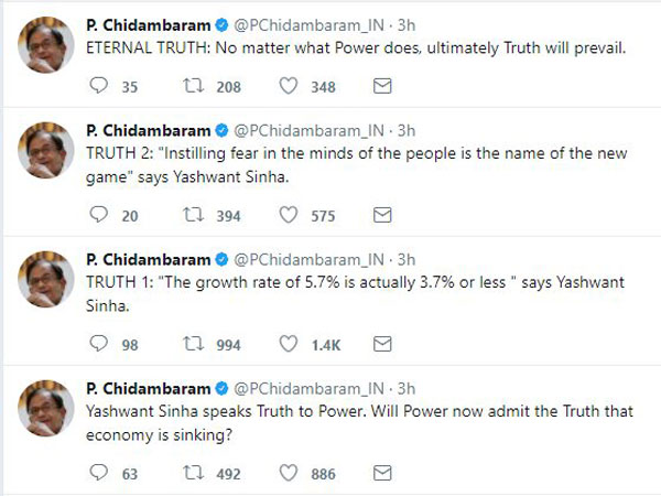 'I Need To Speak Up Now': Yashwant Sinha Indicts Arun Jaitley's 'Mess', Chidambaram questions in Tweet 'I Need To Speak Up Now': Yashwant Sinha Indicts Arun Jaitley's 'Mess', Chidambaram questions in Tweet