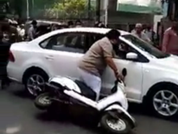 అడ్డువచ్చిన వాహనాన్ని ఢీకొంటూ