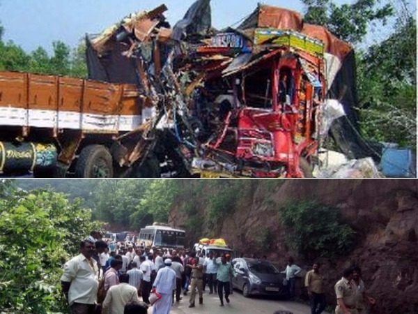 lorry accident in nallamala ghat road lorry accident in nallamala ghat road