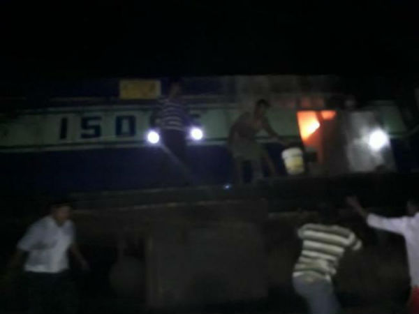 Massive fire breaks out in Machilipatnam express Massive fire breaks out in Machilipatnam express
