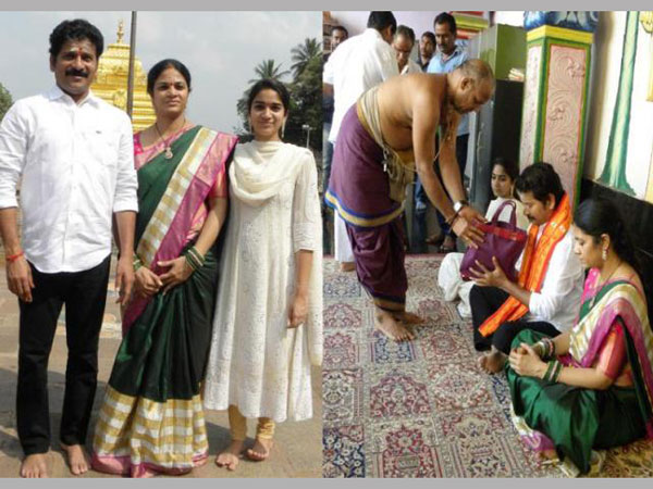 revanth reddy visits srisailam's temple with family revanth reddy visits srisailam's temple with family