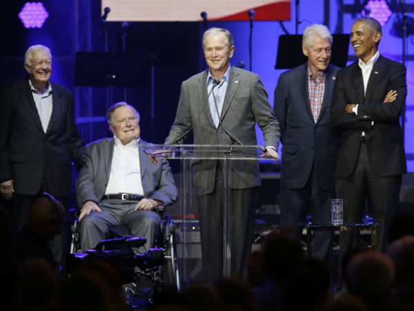 5 ex-presidents attend hurricane relief concert; Trump appears in video message 5 ex-presidents attend hurricane relief concert; Trump appears in video message