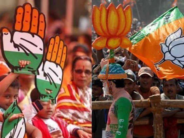బీజేపీకి, కాంగ్రెస్ పార్టీల ఓట్ల శాతం