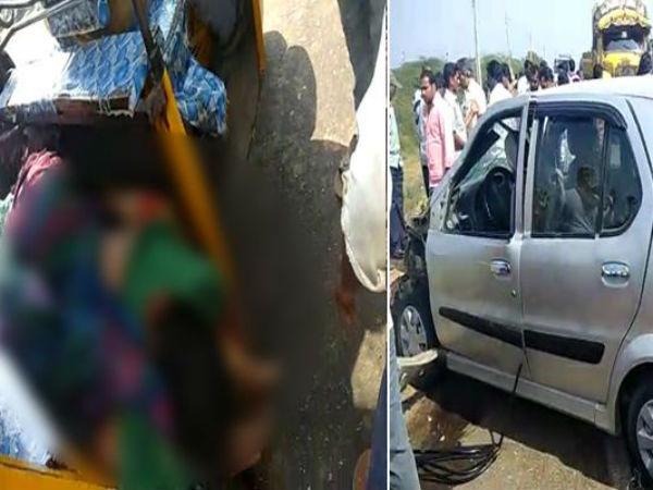 Accident in Mylavaram: four killed Accident in Mylavaram: four killed