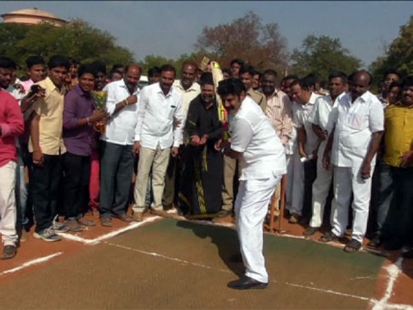Balakrishna plays cricket with youngsters Balakrishna plays cricket with youngsters