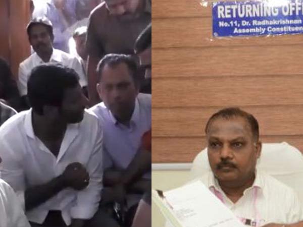 Electoral officer Velusamy explaining about Vishal's nomination issue. Electoral officer Velusamy explaining about Vishal's nomination issue.