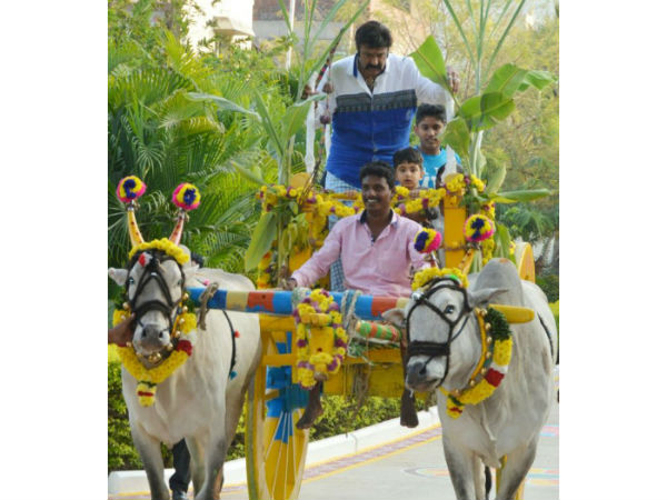 మనవడు దేవాన్ష్తో కలిసి ఎడ్లబండిపై...