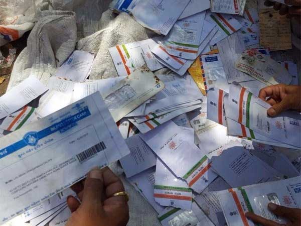 Gunny bags fillled with Aadhaar cards recovered from a well Gunny bags fillled with Aadhaar cards recovered from a well