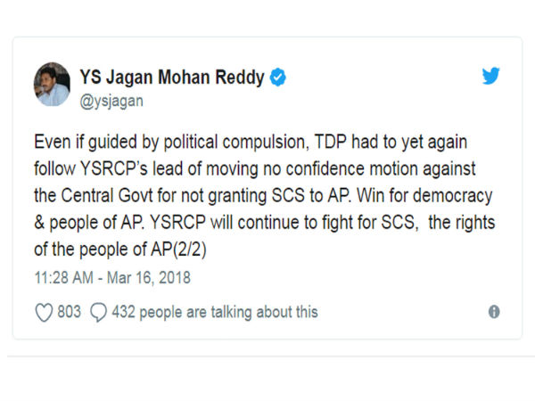 TDP should follow us: YS Jagan tweet TDP should follow us: YS Jagan tweet