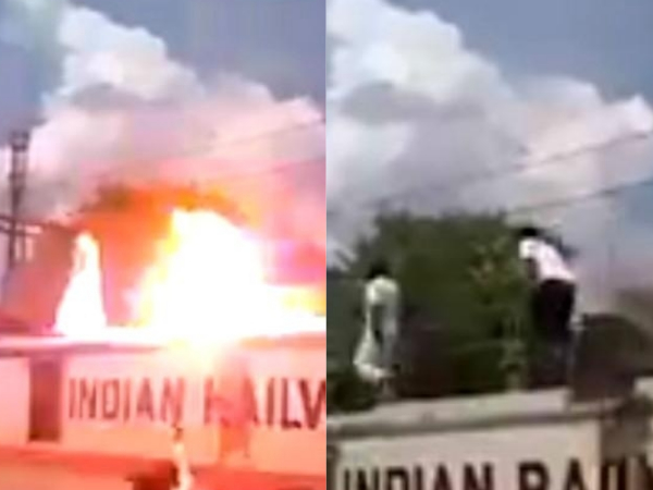 PMK man walks on top of train during cauvery protest, gets electrocuted PMK man walks on top of train during cauvery protest, gets electrocuted