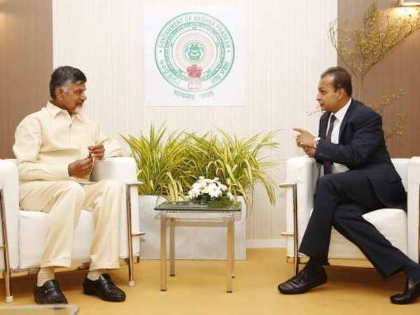Anil Ambani meets CM Chandrababu at Amaravati Anil Ambani meets CM Chandrababu at Amaravati