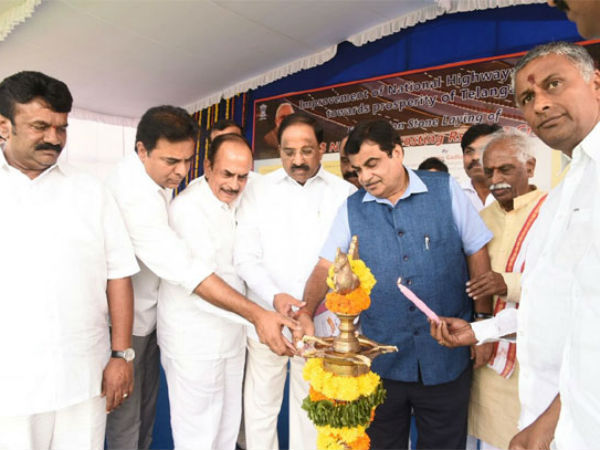Nitin Gadkari lays foundation stone for National Highway projects in Telangana Nitin Gadkari lays foundation stone for National Highway projects in Telangana
