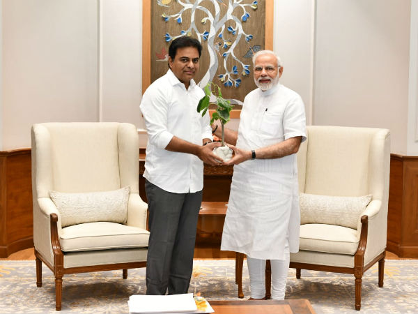 Telangana minister KTR meets PM Narendra Modi Telangana minister KTR meets PM Narendra Modi