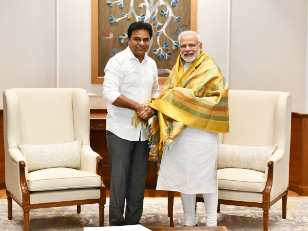 Telangana minister KTR meets PM Narendra Modi Telangana minister KTR meets PM Narendra Modi