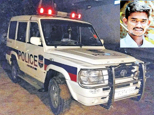 Police vehicle stolen in Hyderabad Police vehicle stolen in Hyderabad