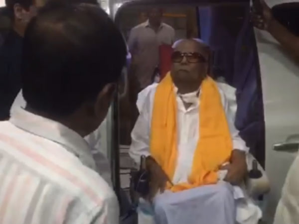 DMK president Karunanidhi hospitalised in Chennai DMK president Karunanidhi hospitalised in Chennai