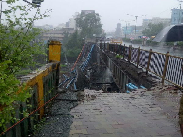 Mumbai Rains: 2 injured after foot overbridge collapses partially in Andheri west Mumbai Rains: 2 injured after foot overbridge collapses partially in Andheri west