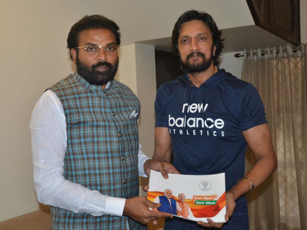 ms BJP MLA Sriramulu met Kannada actor Sudeep in Bengaluru ms BJP MLA Sriramulu met Kannada actor Sudeep in Bengaluru