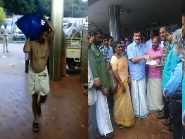 Watch: Like Baahubali, Kerala minister carries flood relief material on shoulders Watch: Like Baahubali, Kerala minister carries flood relief material on shoulders