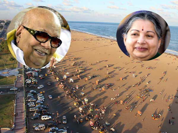 మెరీనా బీచ్లో రాజకీయ ప్రముఖుల మెమోరియల్స్